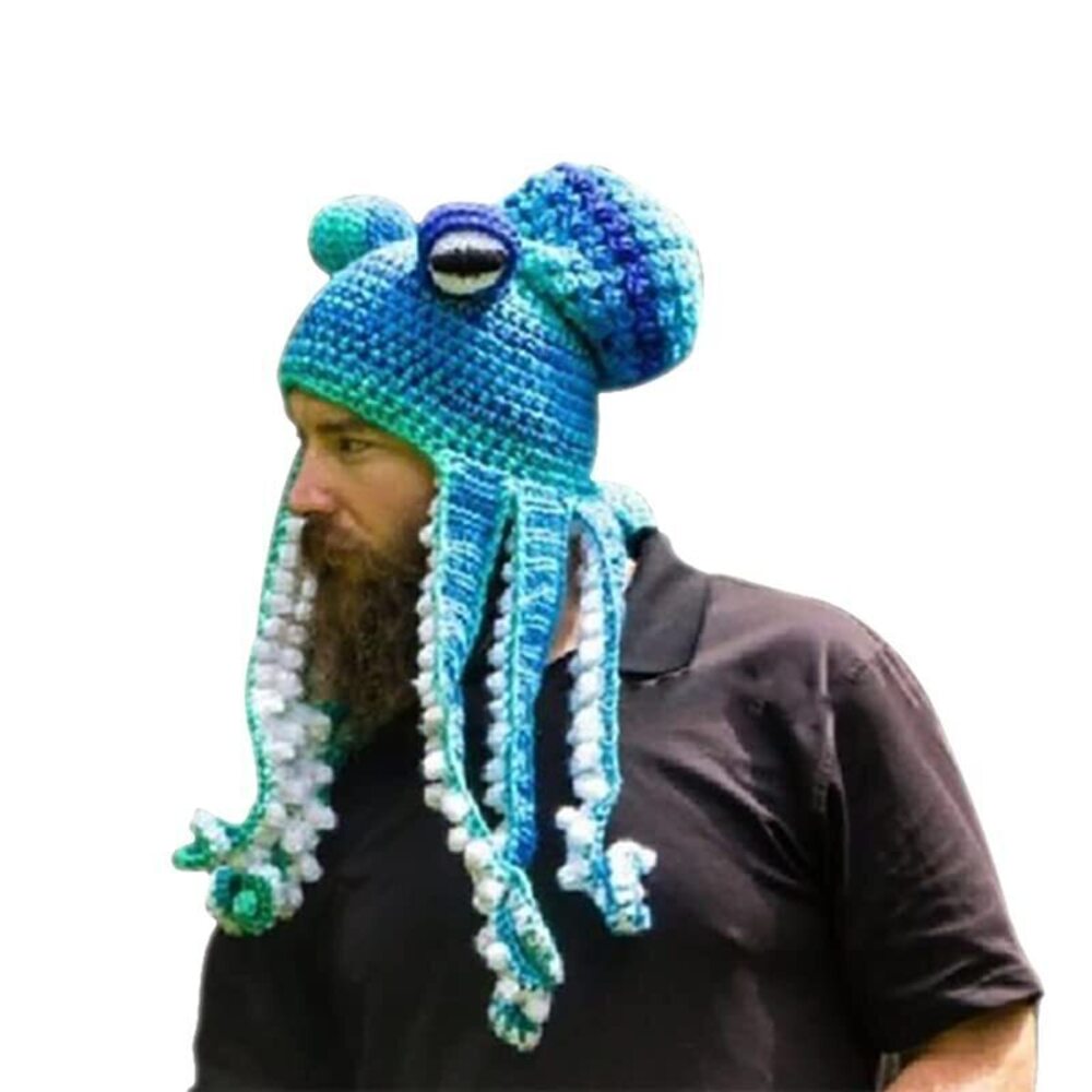 9497 Knitted Winter Hat Knit Beanie Octopus Hat Unique Soft Warm Hand